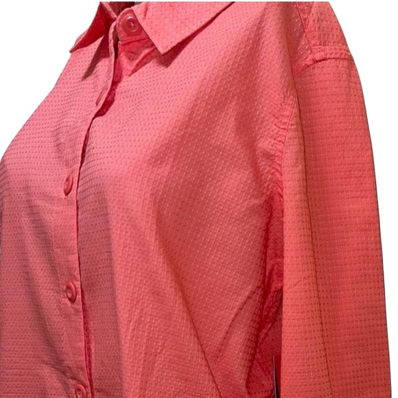 TEEZHER BUTTON DOWN SHIRT COTTON WOMEN LONG SLEEVE POCKETS PINK COLOR SIZE SMALL - Picture 4 of 14